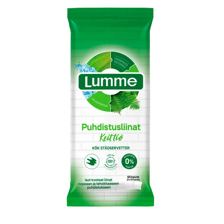 Lumme Keittiö 2x30 Kpl Kosteat Puhdistusliinat 3 Lumme Keittiö 2x30 Kpl Kosteat Puhdistusliinat
