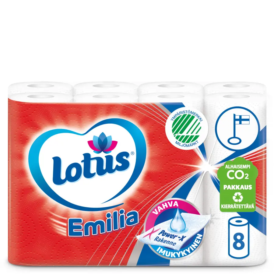 Lotus Emilia 8 Rll Valkoinen Talouspaperi 3 Lotus Emilia 8 Rll Valkoinen Talouspaperi