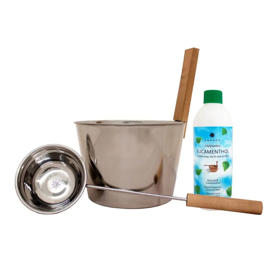 Emendo Teräskiulu + Kauha + Eucamenthol Löylytuoksu 500 Ml 3 Emendo Teräskiulu + Kauha + Eucamenthol Löylytuoksu 500 Ml