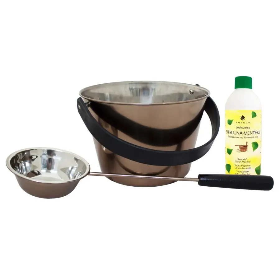 Emendo Saunasanko Ja Kauha+Sitruuna-Menthol Löylytuoksu 3 Emendo Saunasanko Ja Kauha+Sitruuna-Menthol Löylytuoksu