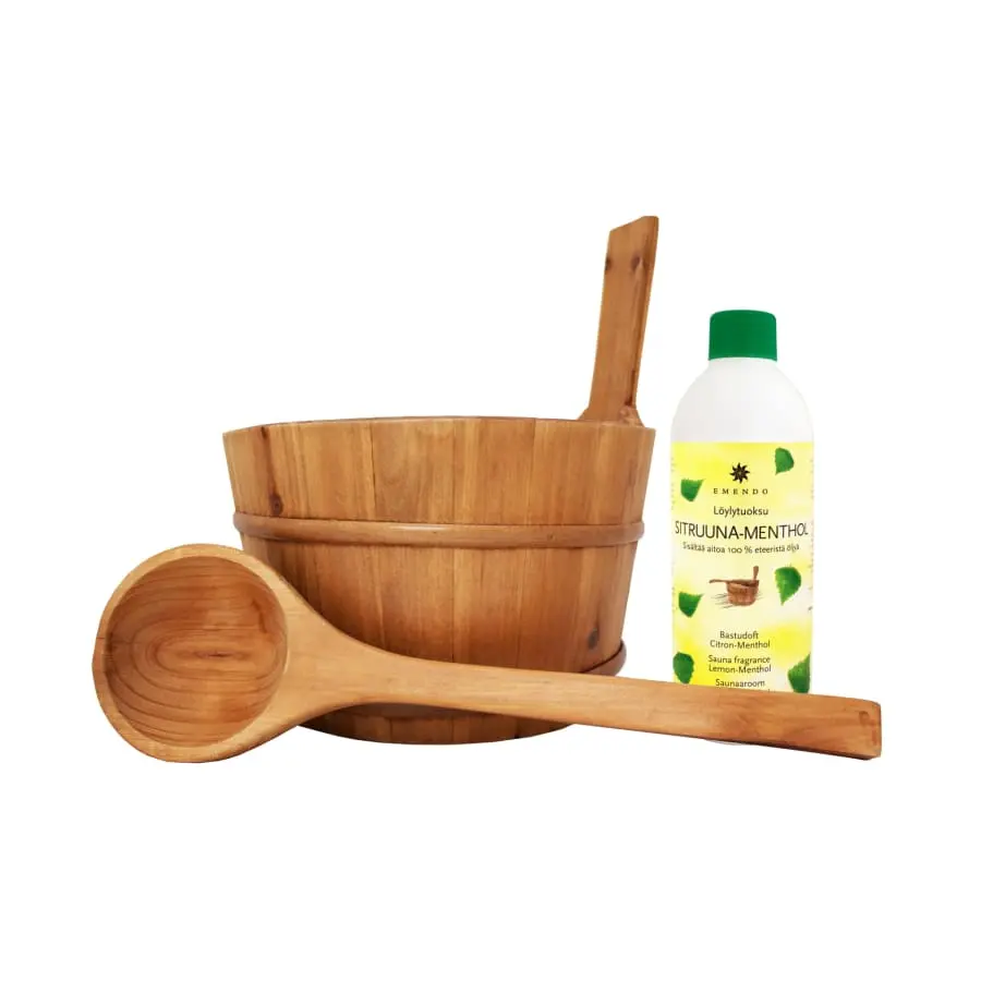 Emendo Puukiulu Ja Kauha+Sitruuna-Menthol Löylytuoksu 3 Emendo Puukiulu Ja Kauha+Sitruuna-Menthol Löylytuoksu