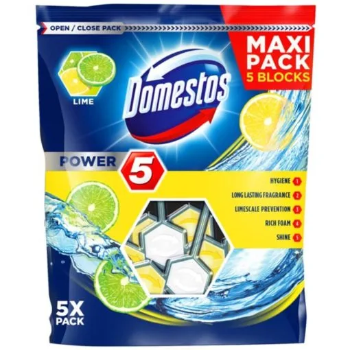 Domestos Power 5 Lime 5-pack Wc-raikastin -Huonekalut myymälä 8710447222614