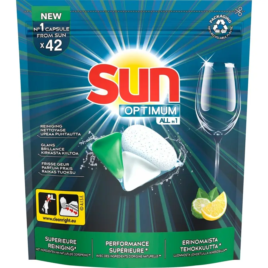 SUN® Sun All-in-1 Optimum Lemon & Bergamot 42 Kpl Konetiskikapseli 3 SUN® Sun All-in-1 Optimum Lemon & Bergamot 42 Kpl Konetiskikapseli