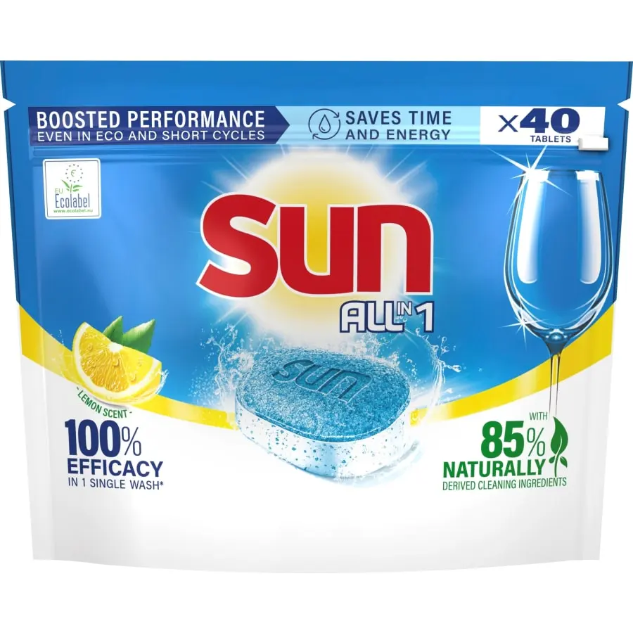 SUN® Sun All-in-1 Lemon 40 tab Konetiskitabletti 3 SUN® Sun All-in-1 Lemon 40 tab Konetiskitabletti